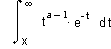 value of the incomplete gamma function of x with parameter a