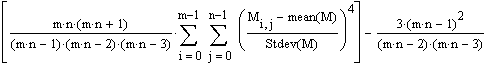 kurtosis of the elements A, B, C